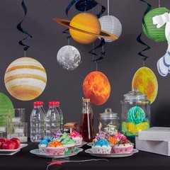 Kid-Safe 12 Pack Space Decorations – Stylish Swirl Accessories for Parties