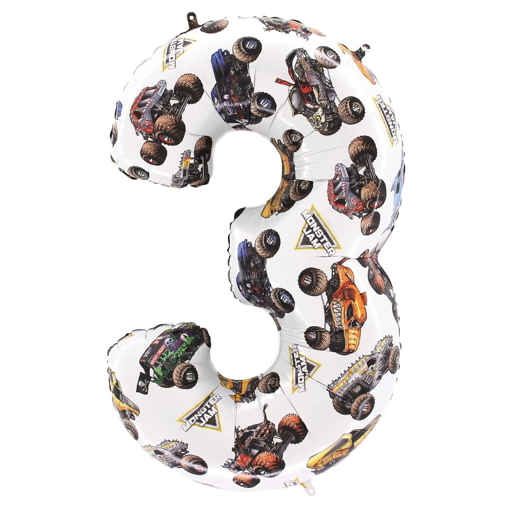 ® 26″ (66cm) Monster Jam™ Number 3 Foil Balloon – Large Monster Truck Birthda…