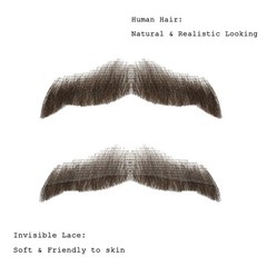 Realistic Human Hair Fake Beard and Mustache for Men Hand Tied Invisible Lace…