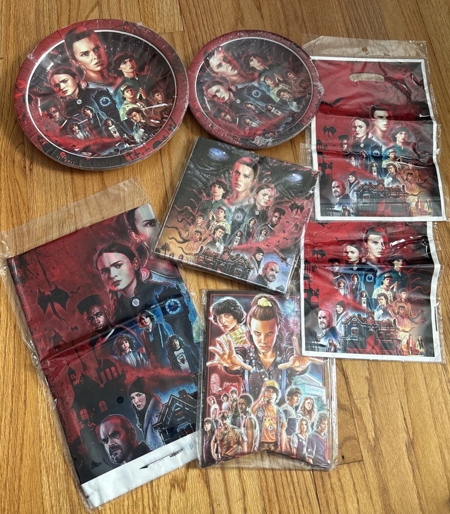 Stranger Things Birthday Party Decor Lot Banner Plates Loot Bags NEW