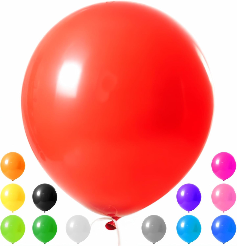 36 Inch Assorted Rainbow Large Latex Balloons, 15 PCS Big Multicolor Colorful Ba