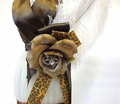 Unique 24″ Brown and White with chetah print Wire Figure with Dress Centerpiece