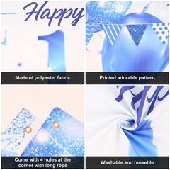BTZO Happy 1st Birthday Decorations – Blue Newborn 180 cm x 110 cm, 1
