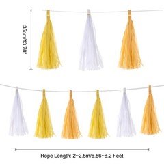 15Pcs Light Yellow,Dark Yellow White Tassel Garland Banner with Rope