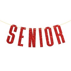 Red Glitter Senior Banner/Congrats Grad/High 3 inches by 0.1 inches,