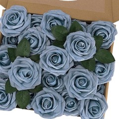 1Box Realistic Latex Foam Roses with Stems and Leaves for DIY Flower Arrangement