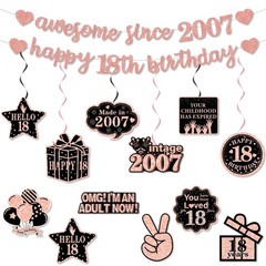 Pre-Strung 18th Birthday Banner Decorations for Girls, Glitter Happy 18th Bir…