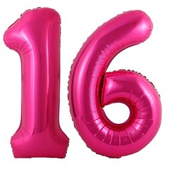 16 Number Balloons Giant 16 or 61 Balloons Hot 40 Inch Hot Pink Hot Pink 16