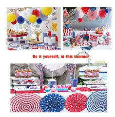 Party Decorations Set – Stars Stripe, Hanging Paper Fans, Pinwheel, Paper Stream