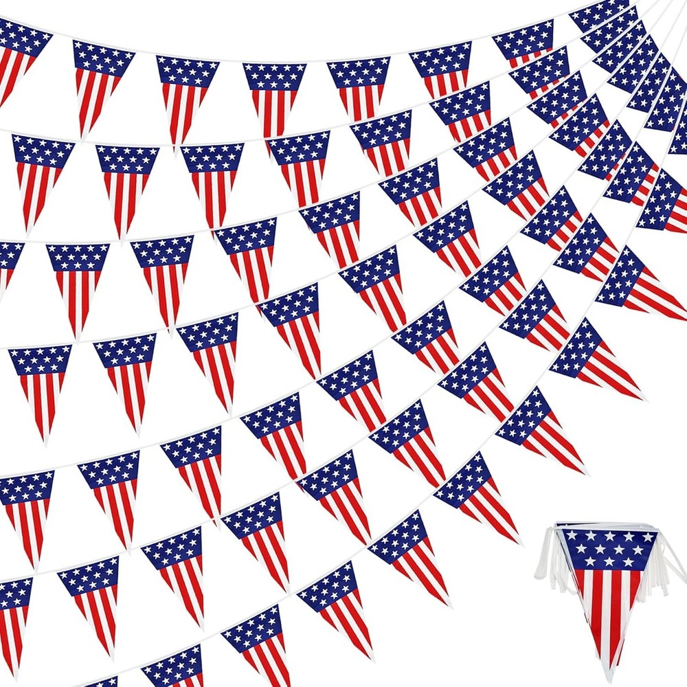 58Ft USA Flag Pennant Banner Patriotic Decorations 4th of July Independence Day