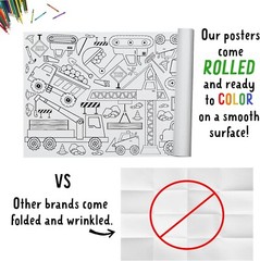Construction-Themed Kids Coloring Tablecloth 30″ x 72″ – No Creases, Fun Part…
