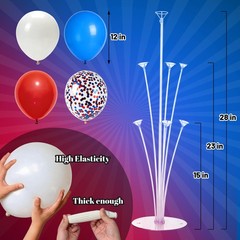 Balloon Centerpiece Kit for Table 4 Sets Balloon Stand with 40 Red White Blue…