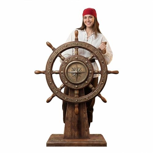 NYMICL Pirate Ship Steering Wheel Nautical Party Decorations Antique Brown