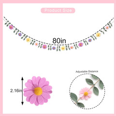 Felt Colorful Daisy Banner – Spring Birthday Wedding Party Decorations,Colorful