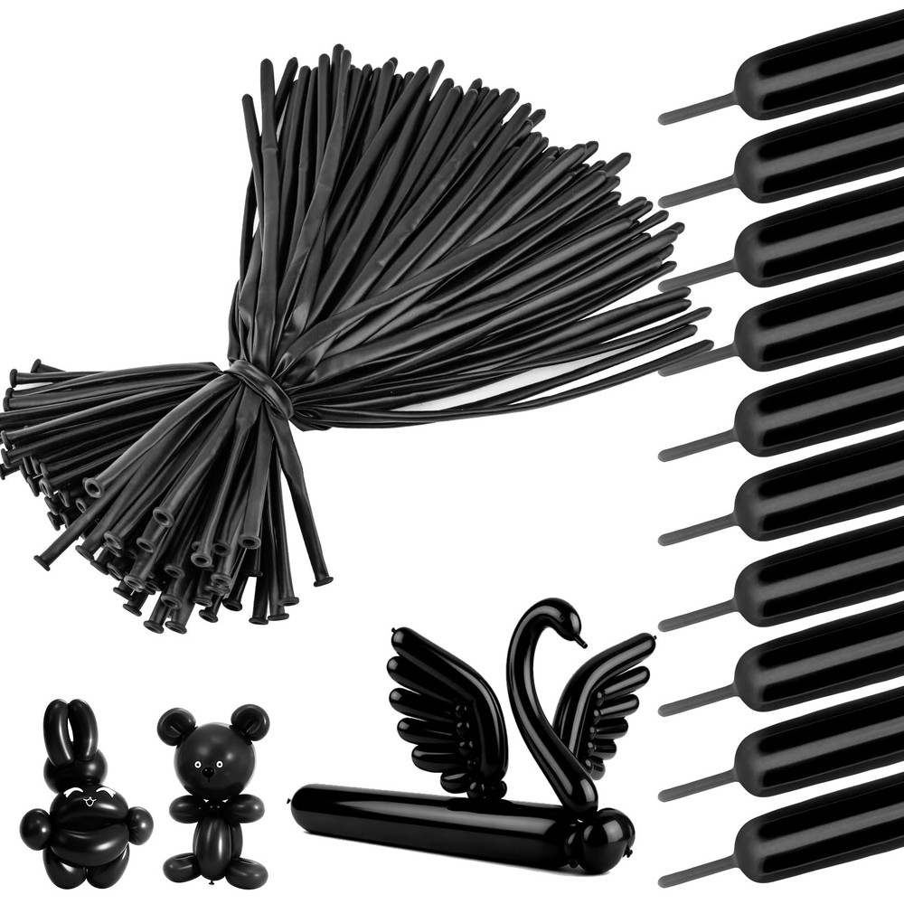 260 Balloons 100 PCS Black – Premium Long Skinny Latex Balloons for Animal