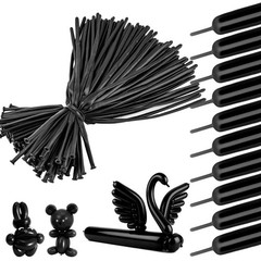 260 Balloons 100 PCS Black – Premium Long Skinny Latex Balloons for Animal