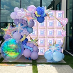Iridescent Balloons Wall Square, 25Pcs Transparent Laser Foil Balloon Backdro…