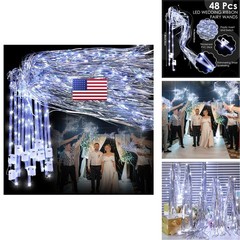 Simgoing 48 Pcs LED Light Up Wands Silver Birthday Party Favors