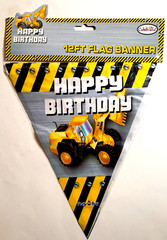Set of 2 Construction Theme Kids Party Supply Flag Banner + Loot Bags