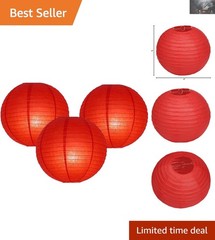 Pack of 3 4-Inch Red Round Paper Lanterns for Elegant Parties & Weddings