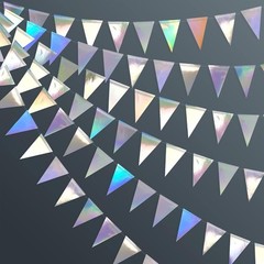 Vibrant 4-Piece Iridescent Pennant Banner for Weddings, Birthdays, and More