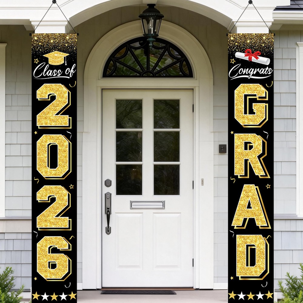 Graduation Decorations 2026 – Black and Gold Graduation Banner Class of 2026 …