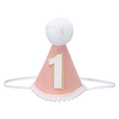 One Mini Birthday Party Hat 15cm/ 6″ Tall 1 Year Cone Hat Pink