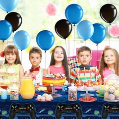 Vibrant Blue and Black Video Game Party Set – Perfect for Gamers’ Birthdays