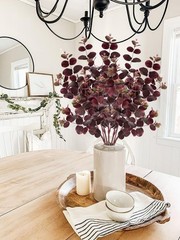 GnFlus 5 Pcs Artificial Eucalyptus Stems 30″ Fake Silk Plants for Burgundy