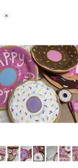 Donut Birthday Party Table Decoration Set, Paper Multicolor Sprinkles Signs