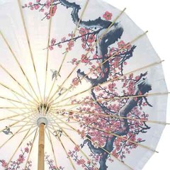 32NYPP-1908 32″ Cherry Blossom Birds Premium Parasol Umbrella Elegant Handle