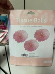 Classic Pink Tissue Paper Balls 16″ Party Decor – 3 Pack – New!!!