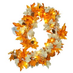 6 FT Fall Garland with Timer Lights Maples Leaves Garland with Berries Pine C…