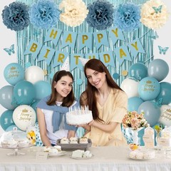 Elegant Blue Birthday Decorations Set – 58 Pieces for Spectacular Celebrations