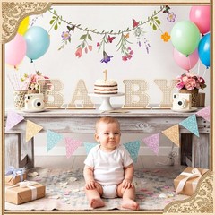 1 Set Boho Baby Shower Decoration Wooden Baby Letters with 7.9 ft Wildflower …