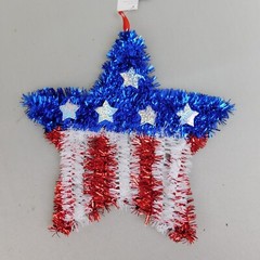 Lot Patriotic Hanging Tinsel Party Decor American Flag Hat Stars & Hearts #3222