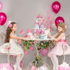 3 Tier Princess Birthday Cupcake Stand Party Decorations Floral Princess Cupc…