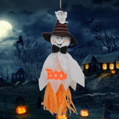 Set of 3 x Scary Halloween Ghost Windsock Hanging Scarecrow Witches Pendants