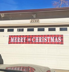 Large Merry Christmas Banner, Red Buffalo Plaid Yard Christmas-G