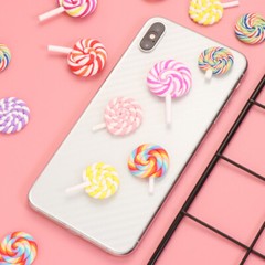36PCS Clay Lollipop Candy Embellishment DIY Rainbow Color Lolly Crafts (Random)