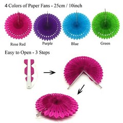 Party Decoration, Multi-colored Paper Fans Pom Poms Flowers Garlands Confetti…