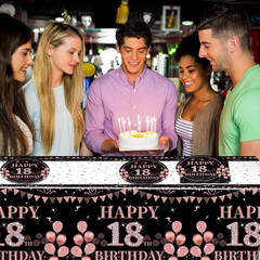 18th Birthday Party Tableware Set 41Pc Rose Gold Plates Napkins Tablecloth