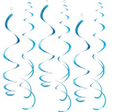 Blue Hanging Swirl Decorations Ceiling Plastic Party Streamers 26 In 30 PCS