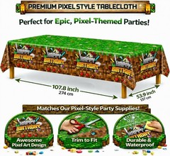 Pixel Birthday Party Decorations Party Supplies Set Including Backdrop Tableware