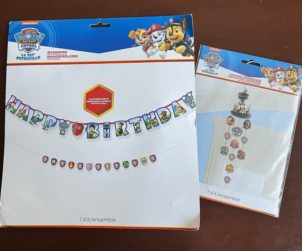 Paw Patrol New Customizable Happy Birthday Banner & Hanging Decoration