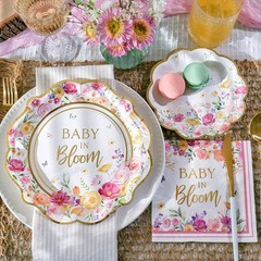 Baby in Bloom Tableware Set Baby Shower Party Supplies Plates and napkins