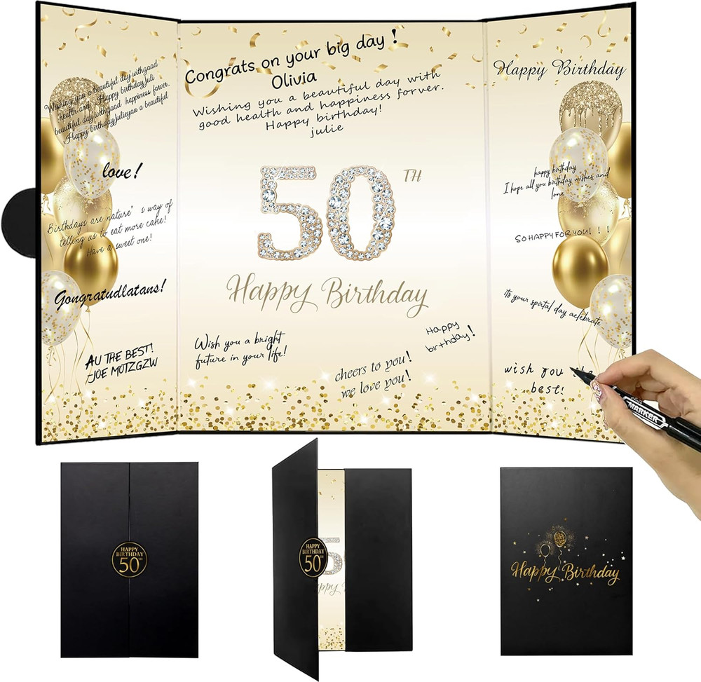 50Th Birthday Party Decorations – Happy 50Th Birthday Guest Book for Women & Men