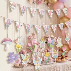 Fairy Party Decorations Happy Birthday Banner & Centerpieces Set NEW