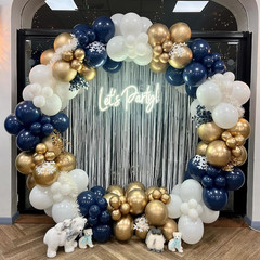 Navy Blue and Gold Balloons Garland Arch Kit-134Pcs Navy Blue Gold White and Con