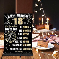 18Th Birthday Decorations Back in 2008 Table Sign for Men Women, Black Gold Happ